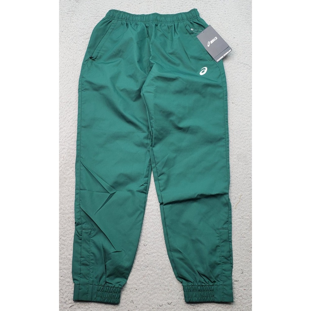 ASICS Upsurge Pants Youth M Green Pleated Front Elastic Waist Ankle Zip YB3382
